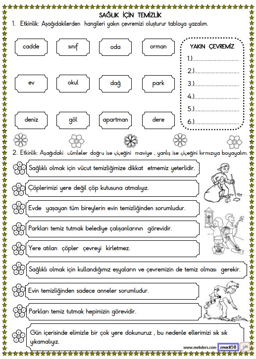 2. Sınıf Hayat Bilgisi Sağlık İçin Temizlik Etkinliği