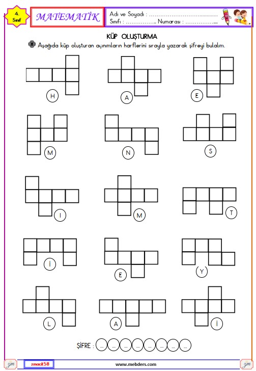 4. Sınıf Matematik Küp Oluşturma Etkinliği 3