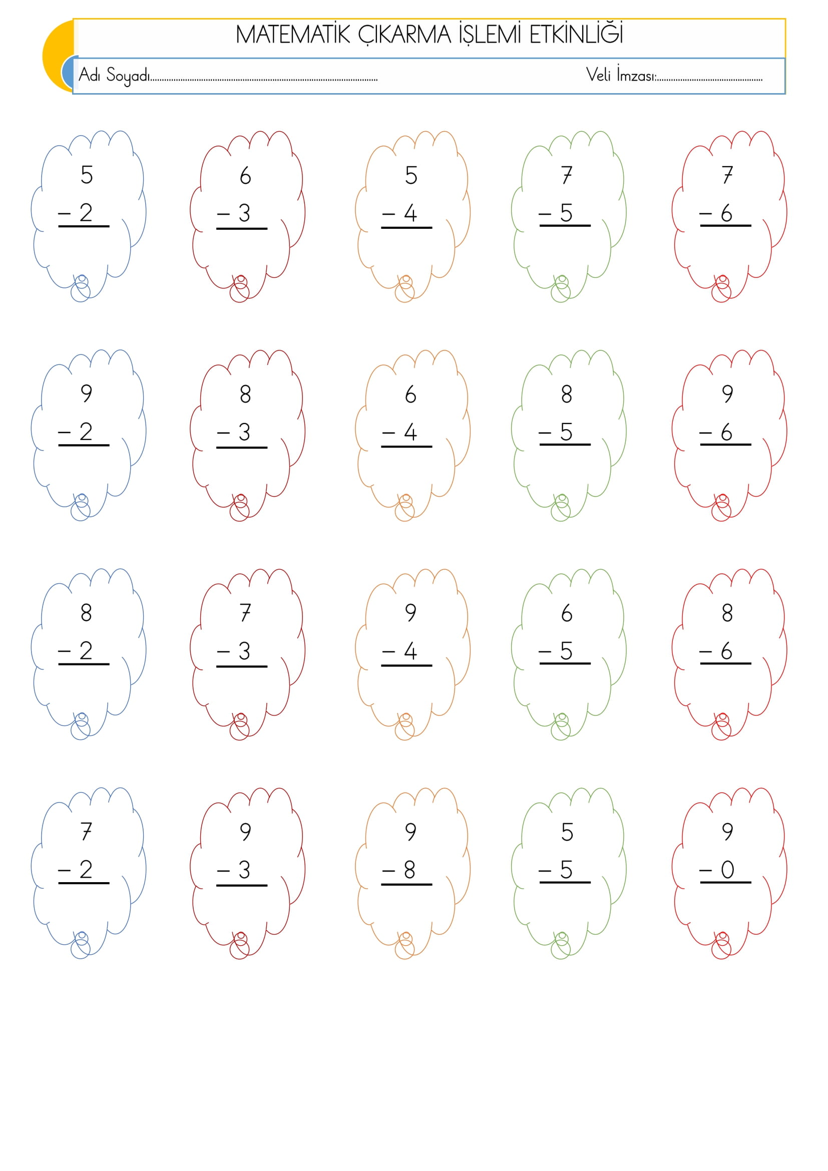 1.Sınıf Matematik Çıkarma İşlemi Etkinliği-1