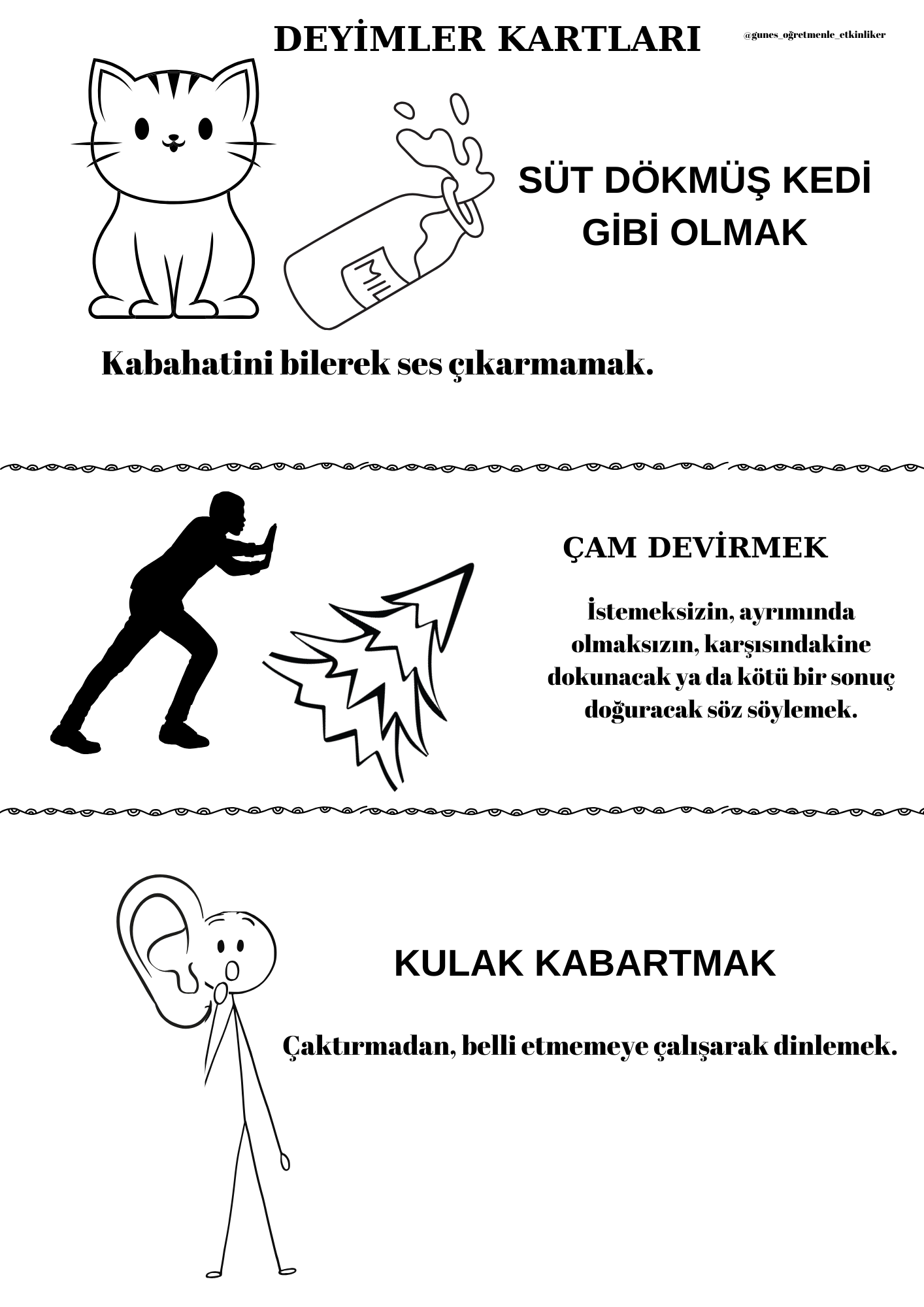 Dilimizin Zenginlikleri Deyimler Kartı