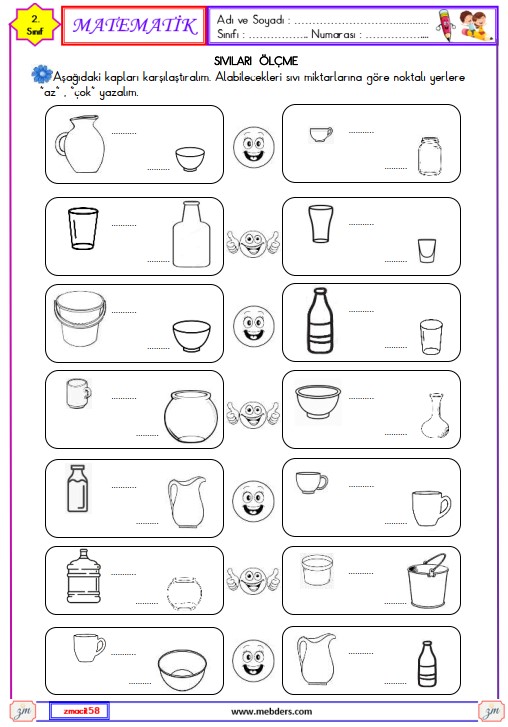 2. Sınıf Matematik Sıvıları Ölçme Etkinliği 4