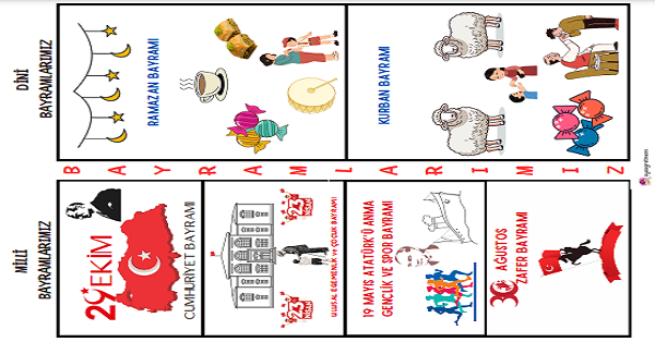 1. Sınıf Milli ve Dini Bayramlarımız Görsel Etkinliği