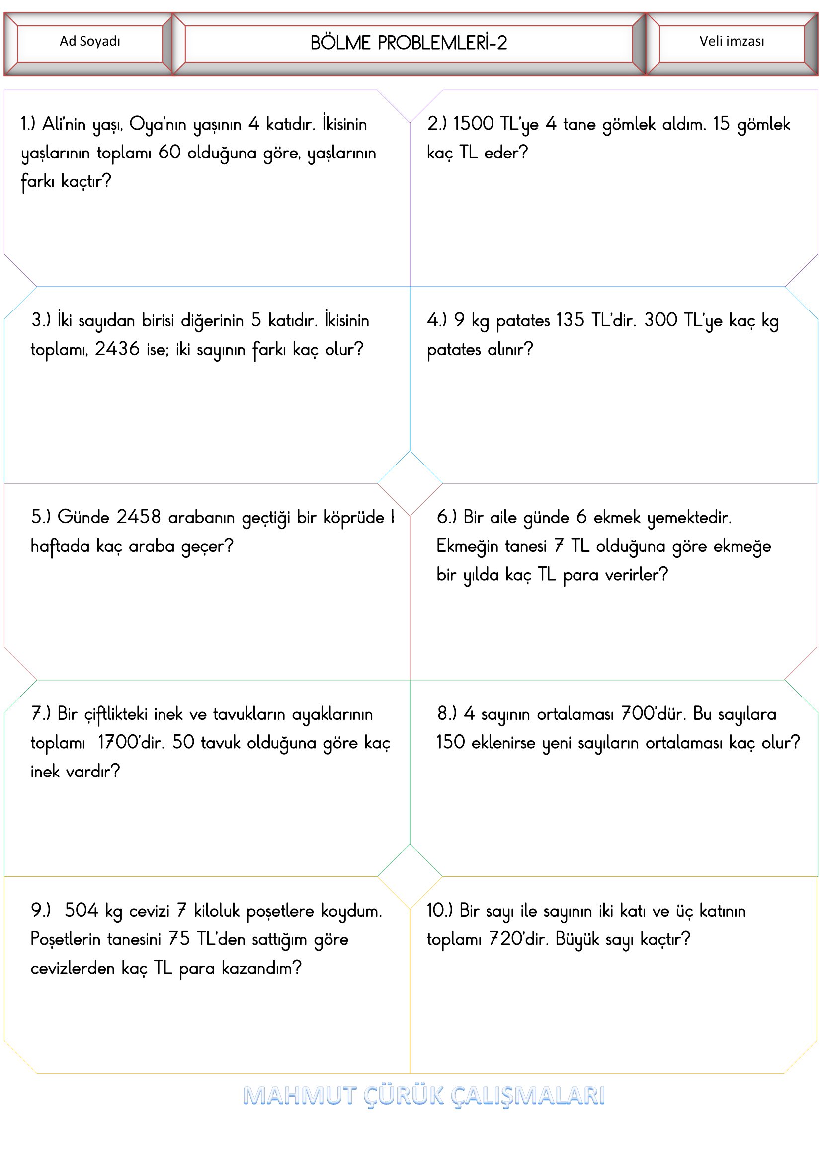 4.Sınıf - Matematik Bölme Problemleri-2