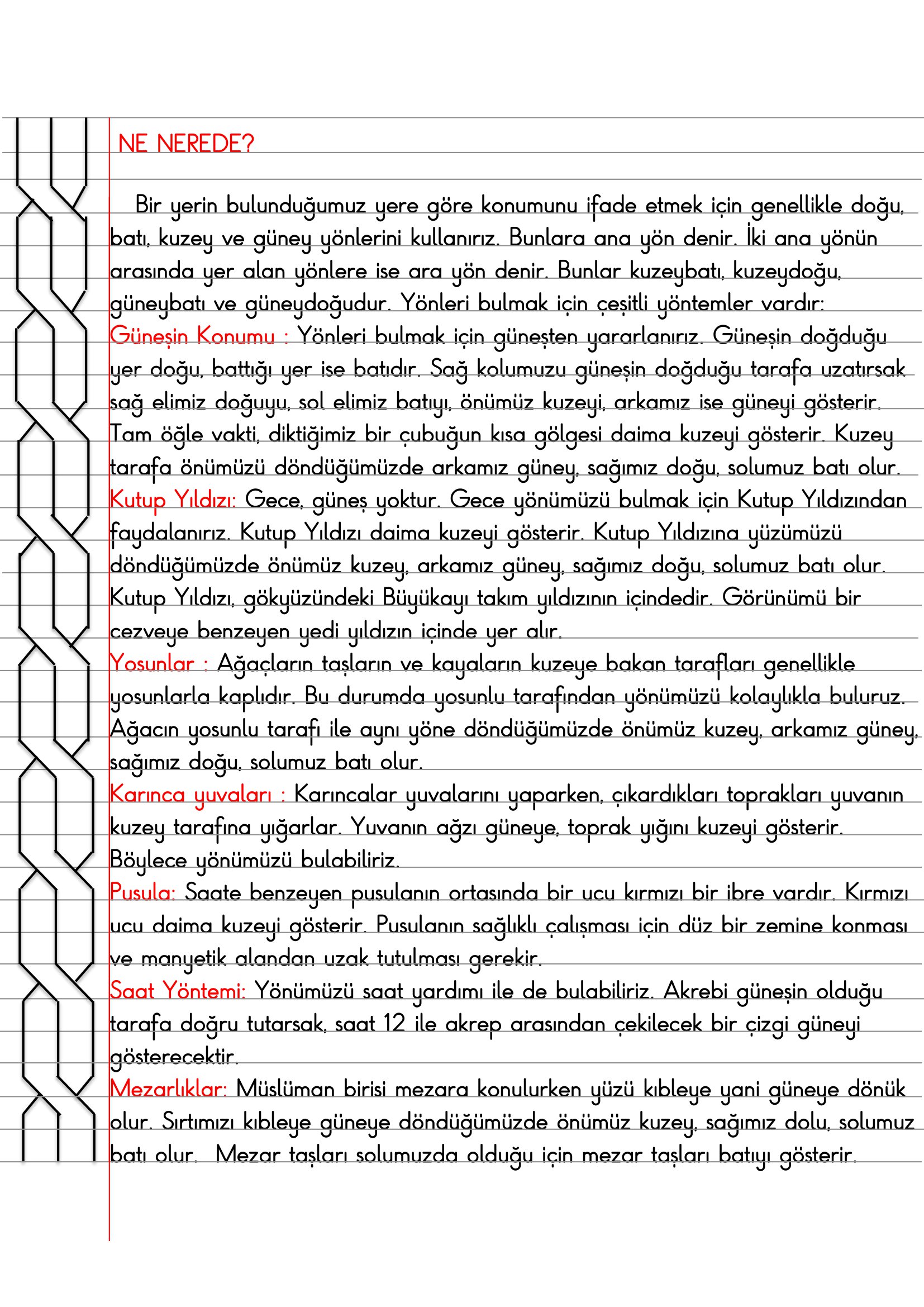 4.Sınıf - Sosyal Bilgiler - Ne, Nerede Defter Özeti