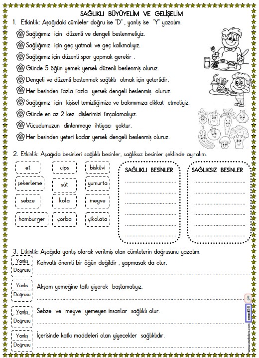 2. Sınıf Hayat Bilgisi Dengeli Besleniyorum Etkinliği