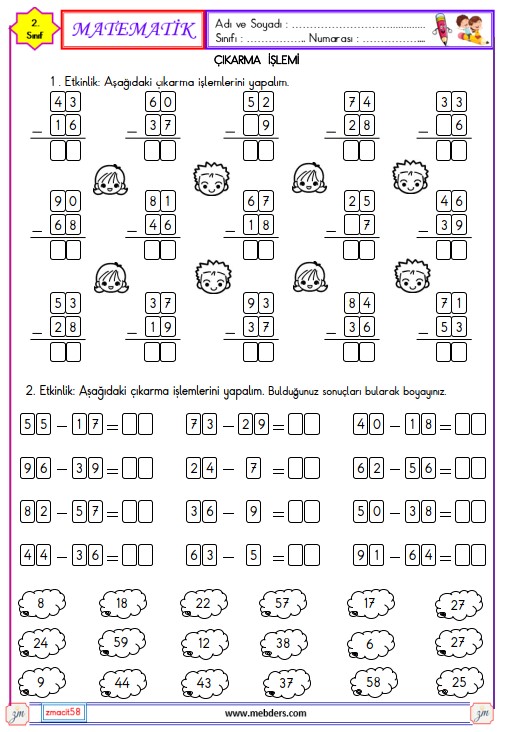 2. Sınıf Matematik Onluk Bozarak Çıkarma İşlemi Etkinliği 4