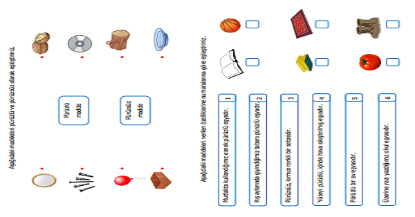 3.Sınıf Fen Bilimleri Maddeyi Niteleyen Özellikler Etkinliği 2