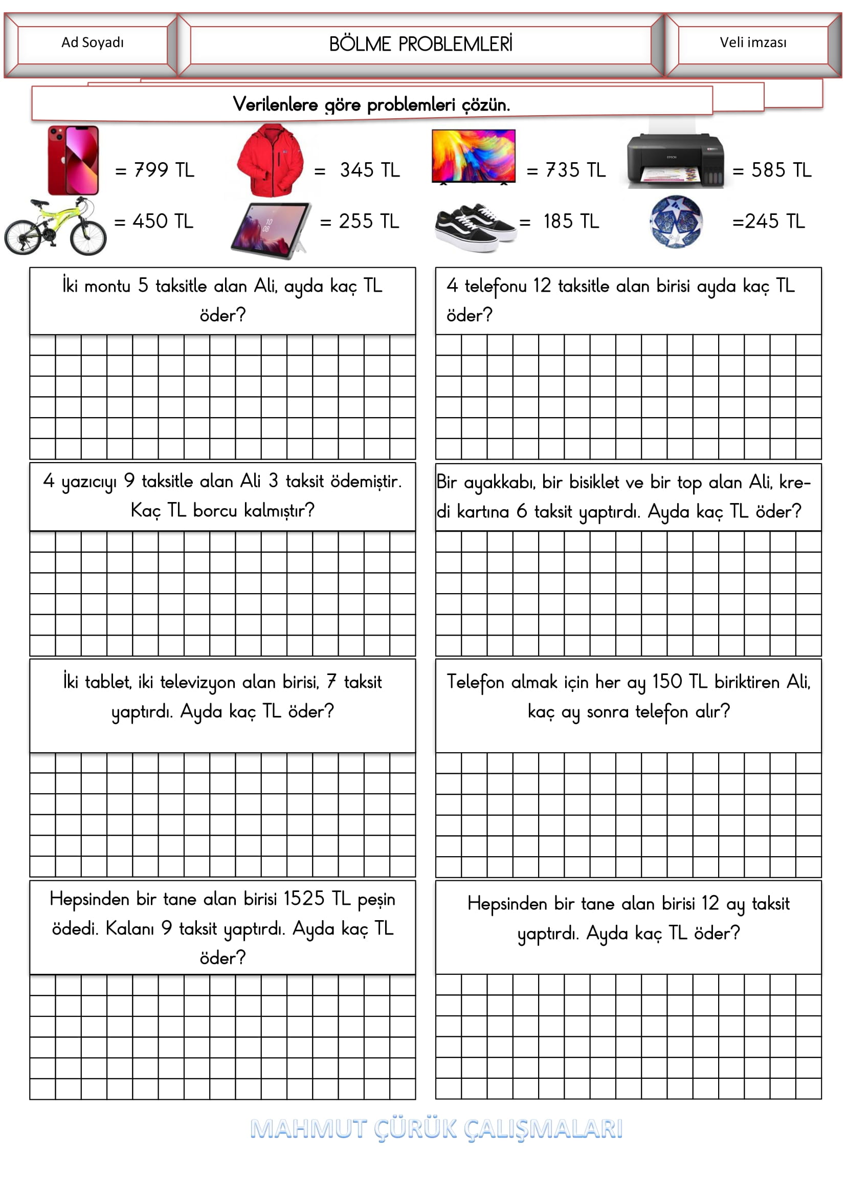 4.Sınıf - Matematik Bölme Problemleri -4