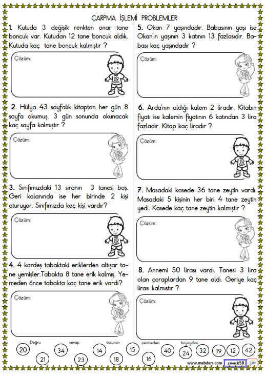 2. Sınıf Matematik Çarpma İşlemi Problemler Etkinliği 17