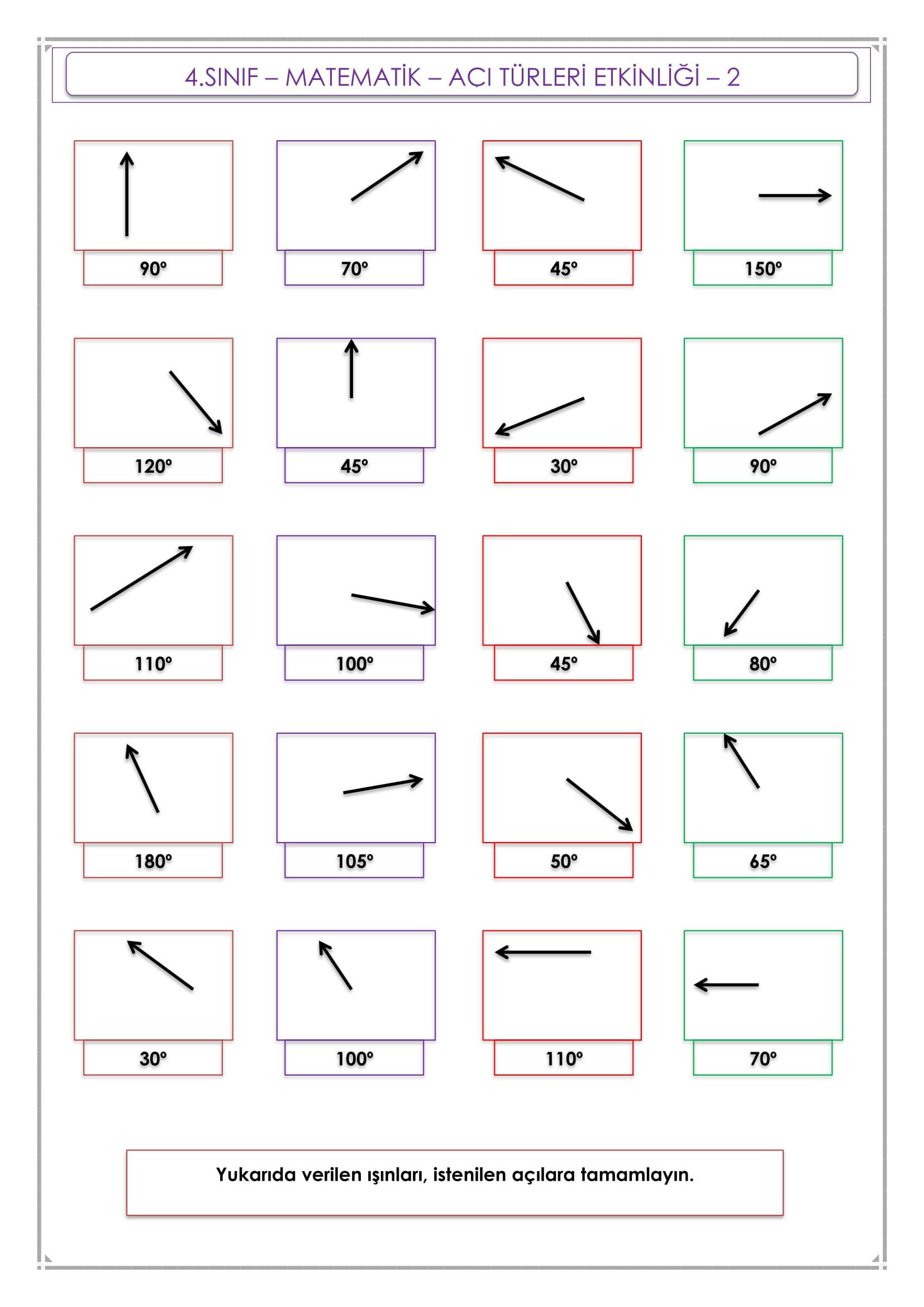 4.Sınıf - Matematik - Açı Etkinliği-3