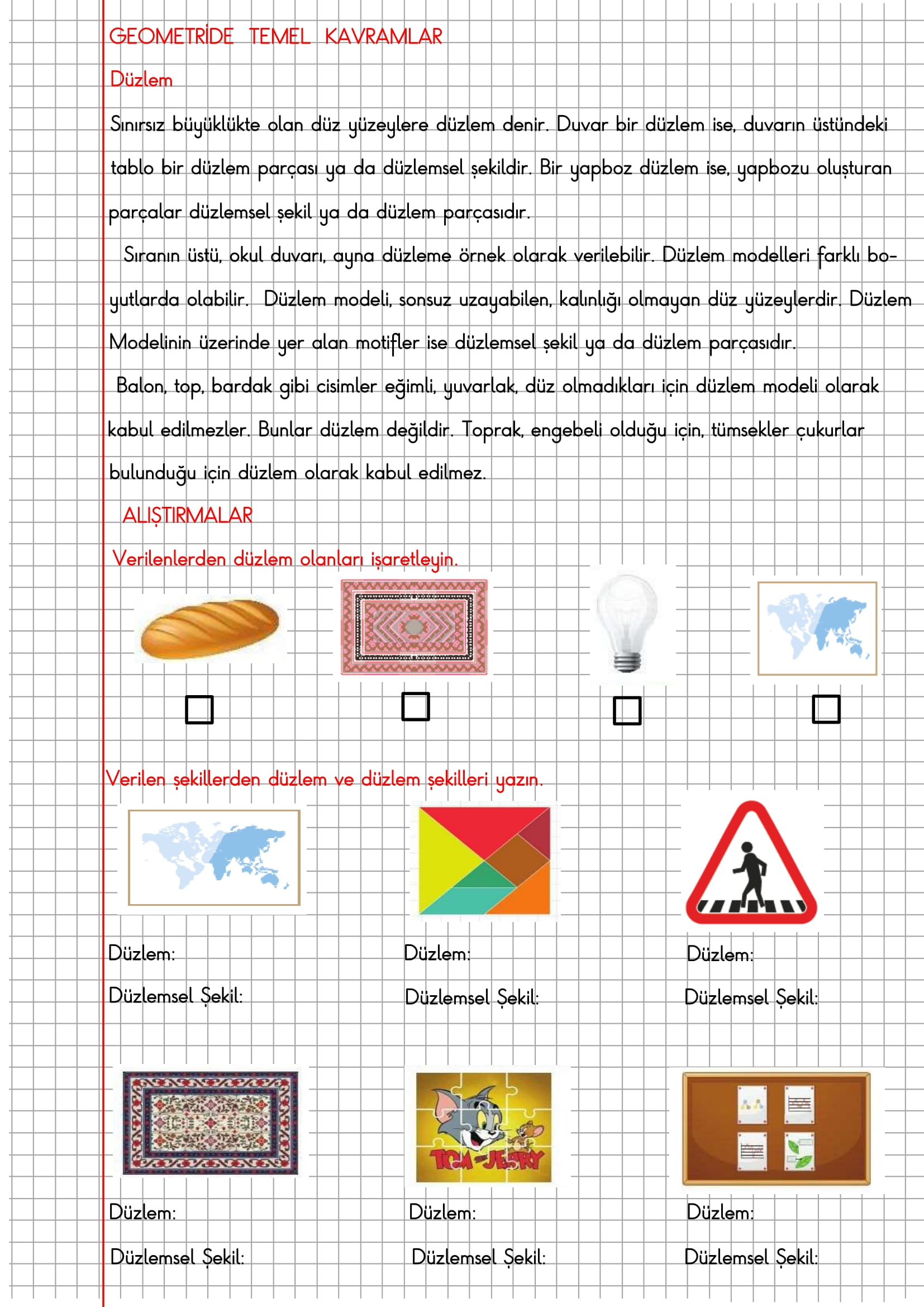 4.Sınıf Matematik Kareli Defterde Düzlem Konu Özeti