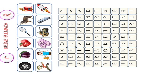 1. Sınıf İlk Okuma Yazma ( R-r Sesi ) Kelime Bulmaca