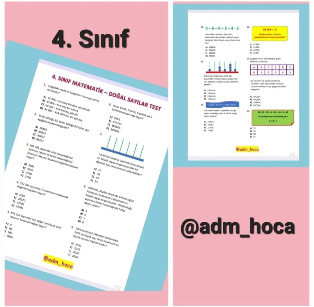 4. Sınıf - Doğal Sayılar Test