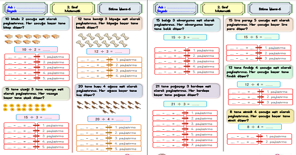 2.Sınıf Matematik Bölme İşlemi (Gruplama ve Paylaştırma) Etkinliği-6