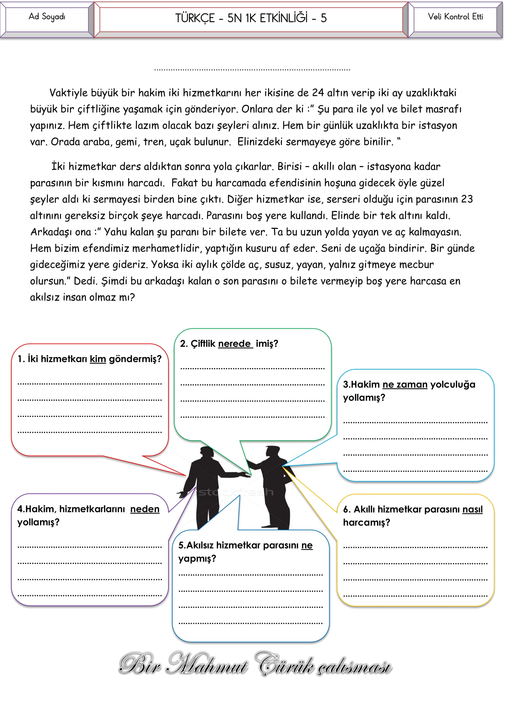 4.Sınıf Türkçe - 5N1K Etkinliği 5