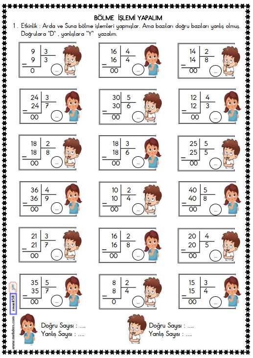 2. Sınıf Matematik Bölme İşlemi Etkinliği 20