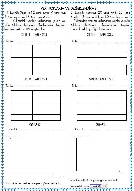 3. Sınıf Matematik Veri ve Tablo Etkinliği 2