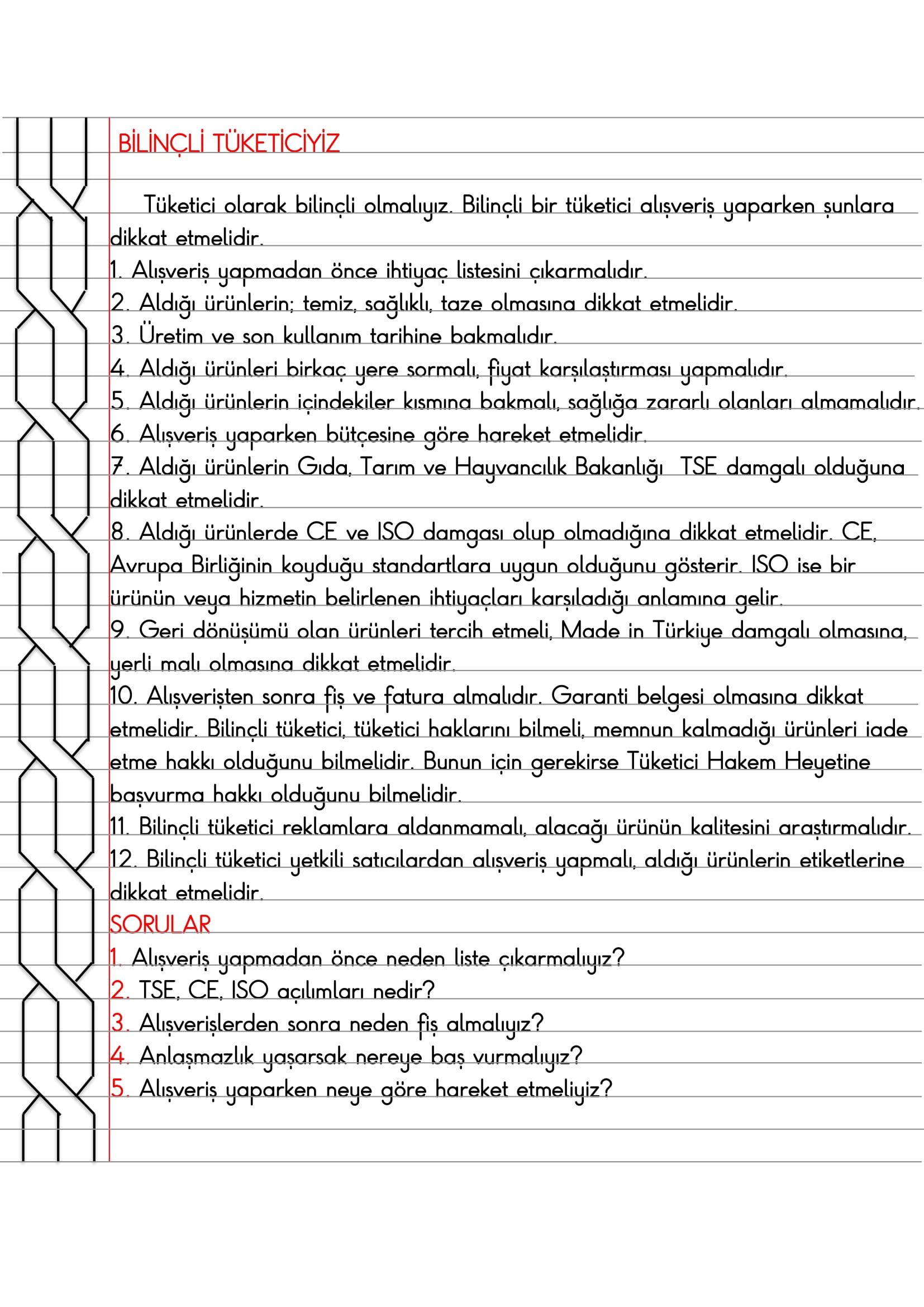 4.Sınıf - Sosyal Bilgiler - Bilinçli Tüketiciyiz Defter Özeti