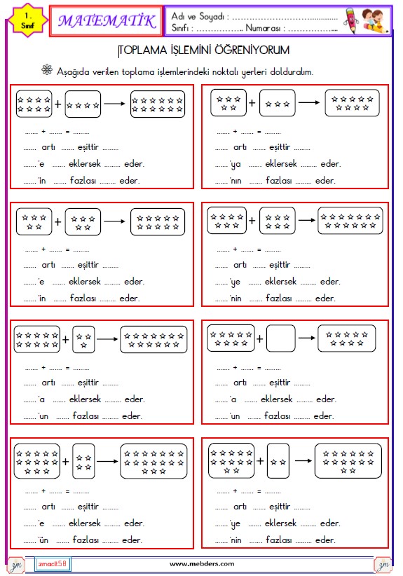 1. Sınıf Matematik Modellerle Toplama İşlemi Etkinliği 9