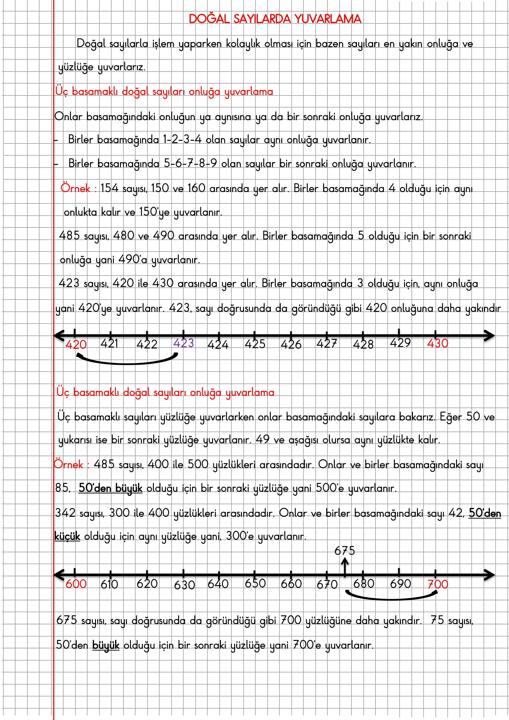 3.Sınıf Matematik Kareli Defterde Doğal Sayılarda Yuvarlama Konu Anlatımı