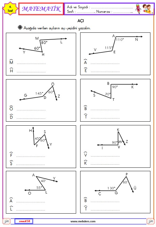 4. Sınıf Matematik Açı Etkinliği 18