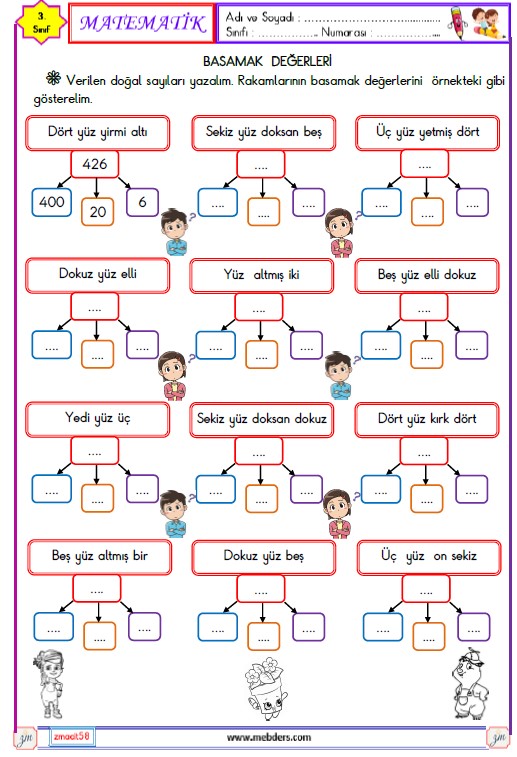 3. Sınıf Matematik Basamak Değerleri Etkinliği 1