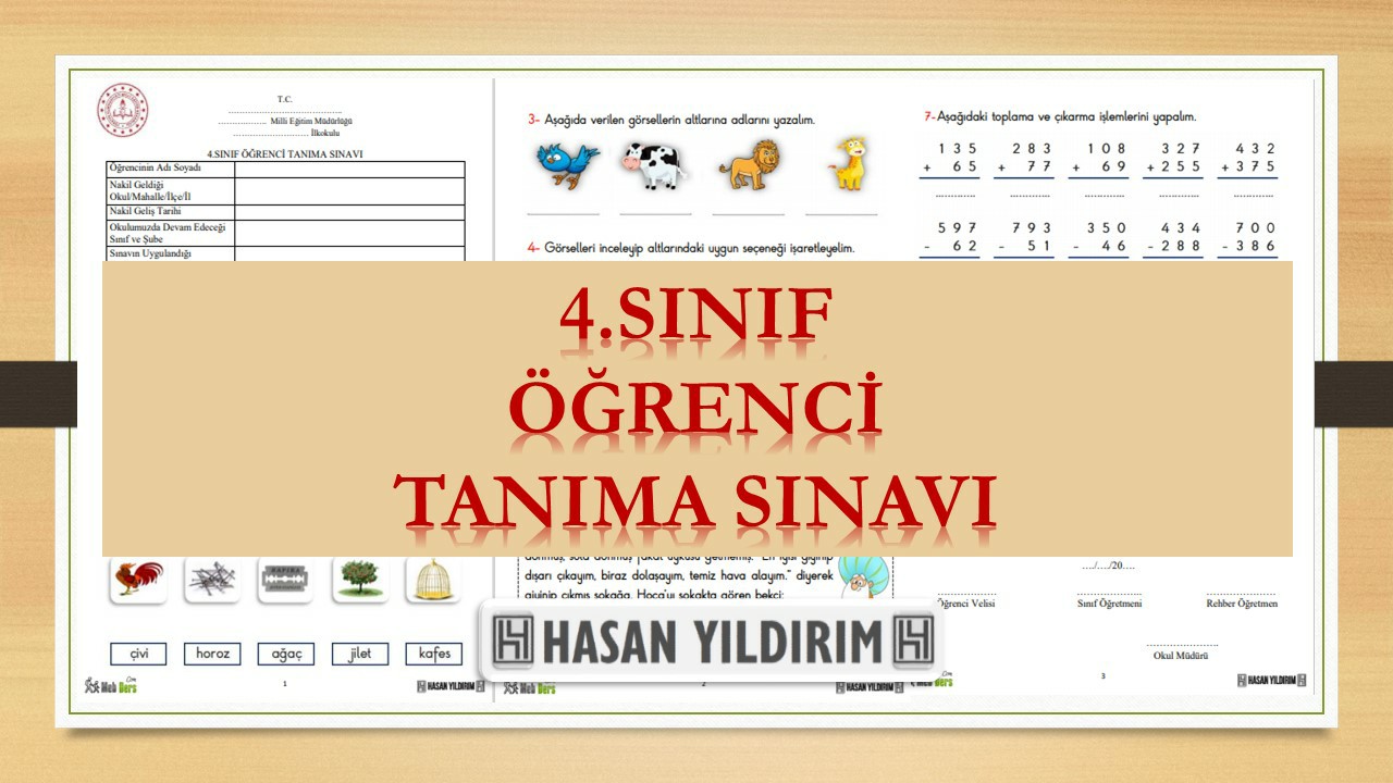 4.Sınıf Öğrenci Tanıma Sınavı (Word ve PDF)