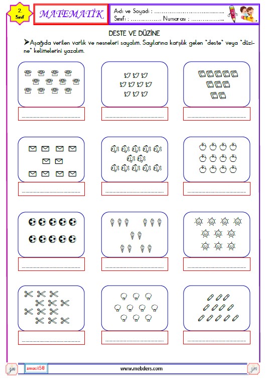 2. Sınıf Matematik Deste ve Düzine Etkinliği 1