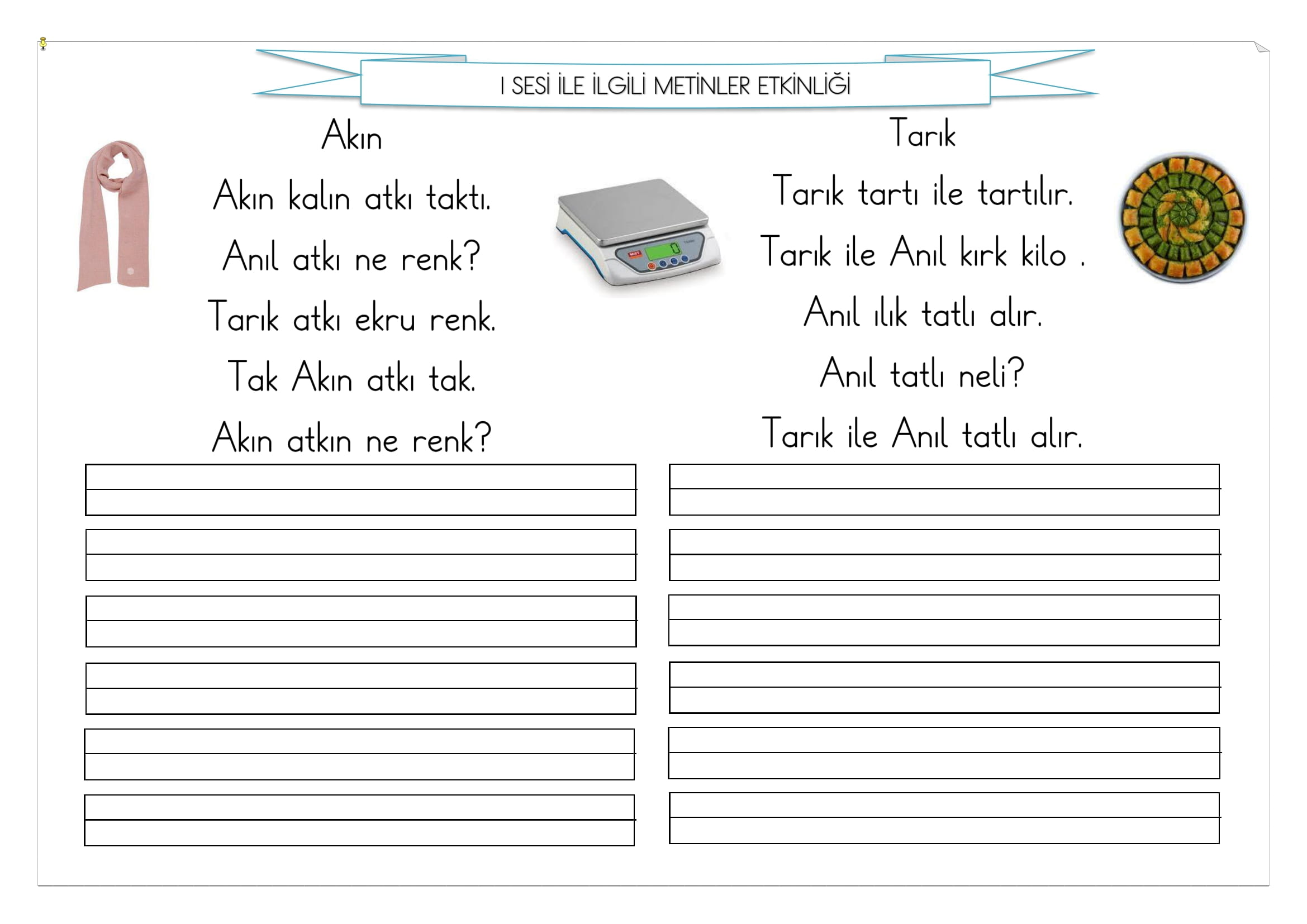 1.Sınıf I Sesi Metinler Etkinliği