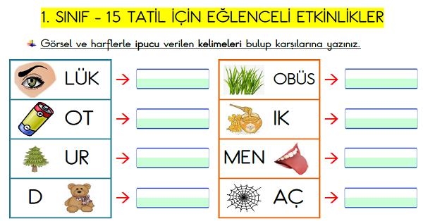 1. Sınıf Eğlenceli Yarıyıl Tatil Etkinlikleri