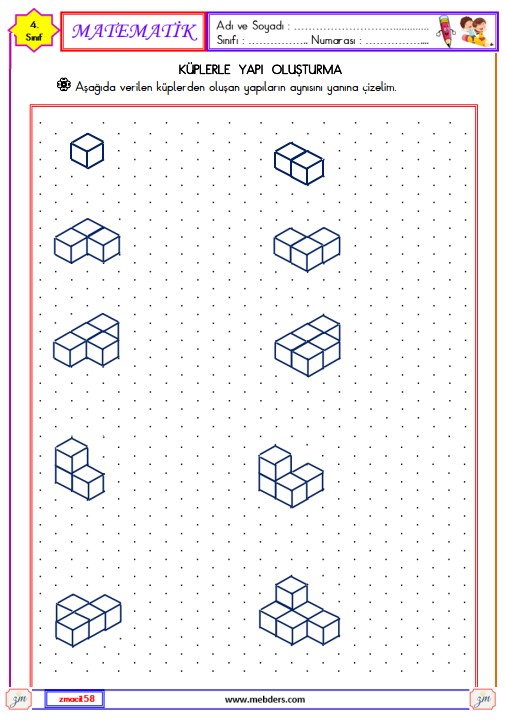 4. Sınıf Matematik Küplerle Yapı Oluşturma Etkinliği 6