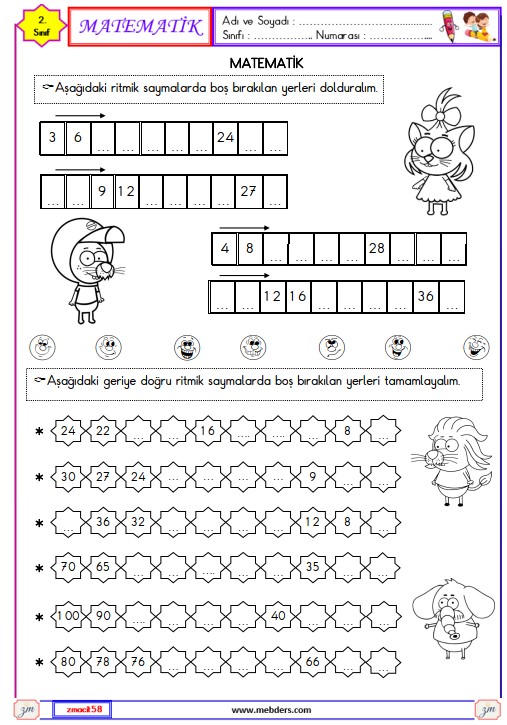 2. Sınıf Matematik Ritmik Saymalar Etkinliği 4