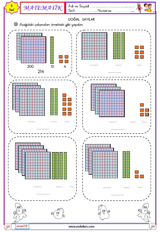 3. Sınıf Matematik Doğal Sayıları Okuma ve Yazma Etkinliği 2