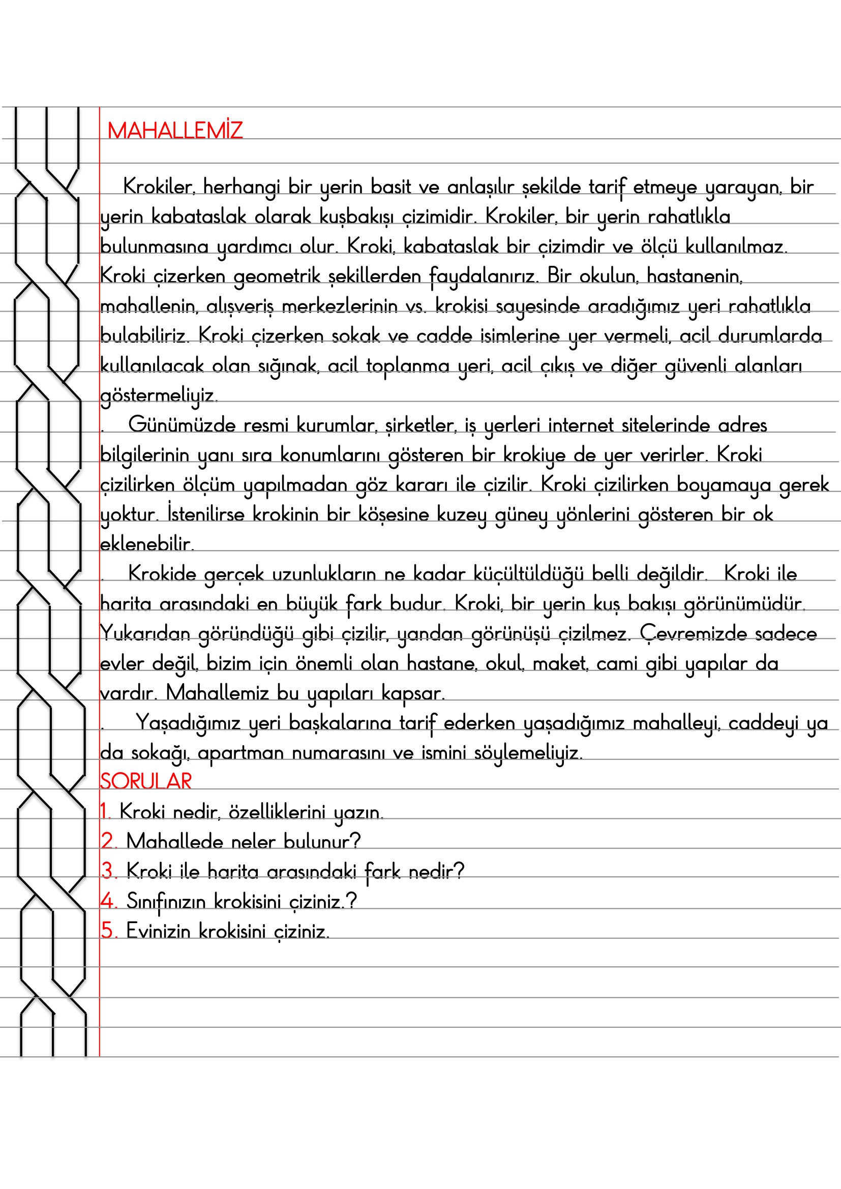 4.Sınıf - Sosyal Bilgiler - Mahallemiz Defter Özeti