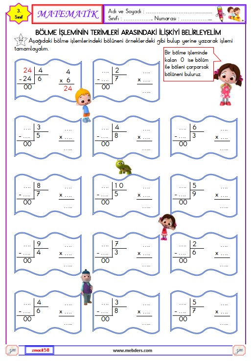 3. Sınıf Matematik Bölüneni Bulma Etkinliği 1