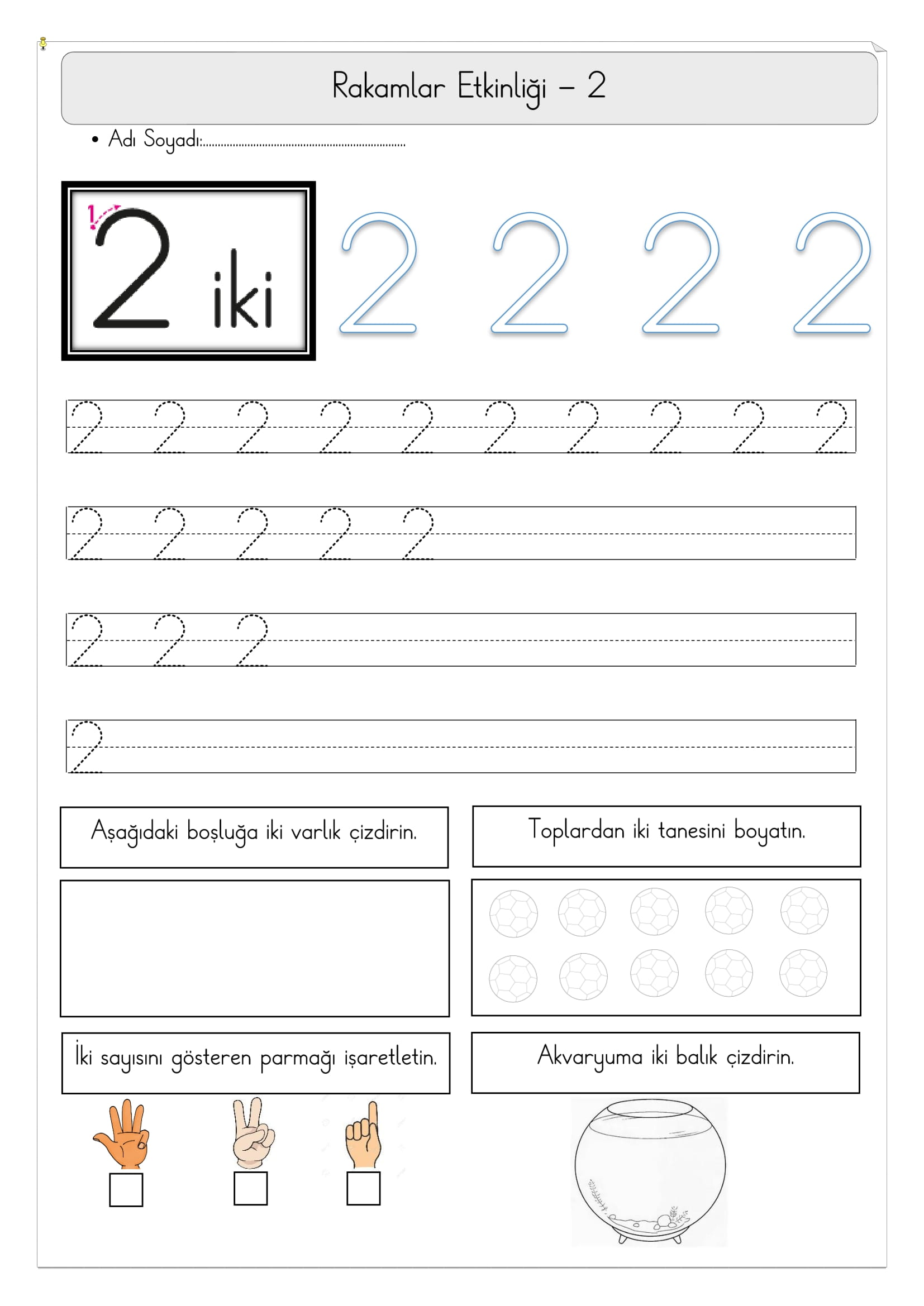 1.Sınıf Matematik 2 Rakamı Etkinliği