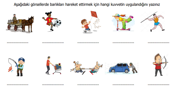 3.Sınıf Fen Bilimleri Cisimleri Hareket Ettirme ve Durdurma Etkinliği 2