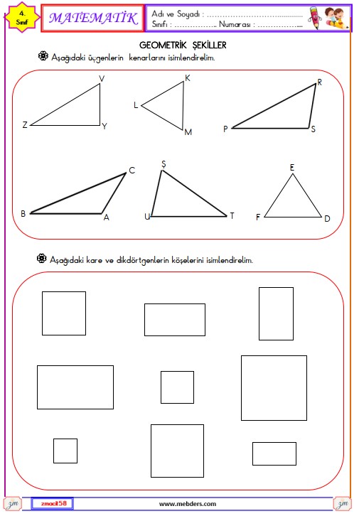 4. Sınıf Matematik Geometrik Şekiller Etkinliği 13