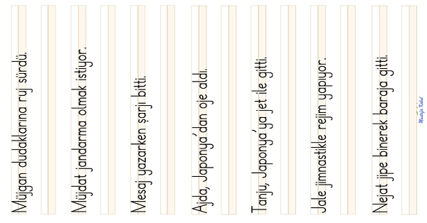 1. Sınıf İlk Okuma Yazma ( J-j Sesi ) Cümle Dikte Çalışması
