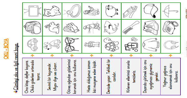 1.Sınıf Türkçe Oku-Anla-Boya Etkinliği - 1