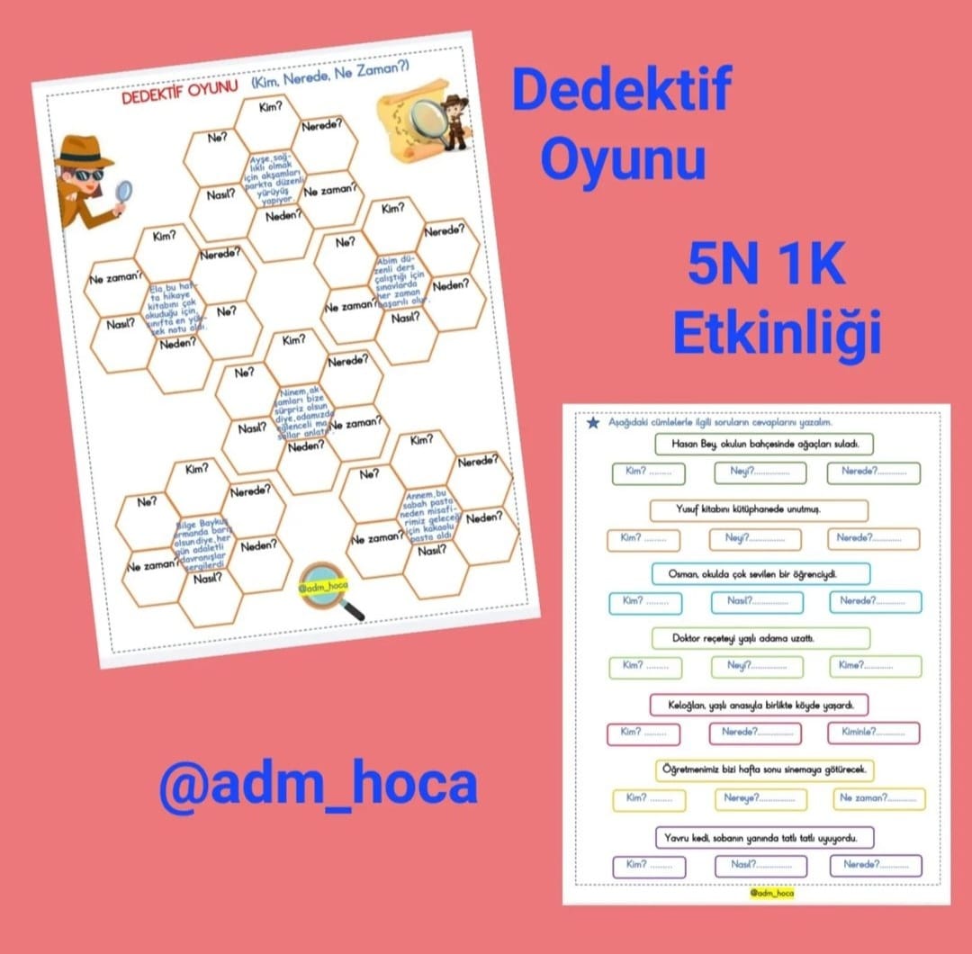 3. Sınıf Türkçe Dedektif Oyunu - 5N 1K Etkinliği