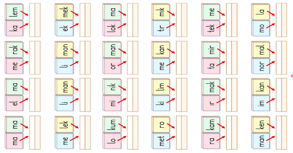 1. Sınıf İlk Okuma Yazma ( M-m Sesi ) Heceden Kelime Türetme 3