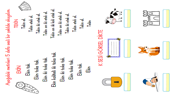 1. Sınıf İlk Okuma Yazma K-k Sesi Okuma Ve Dikte Etkinliği