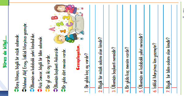 1.Sınıf Türkçe Biraz Bilgi Etkinliği-4