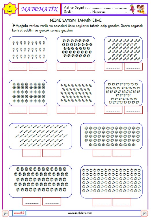 2. Sınıf Matematik Nesne Sayısını Tahmin Etme Etkinliği