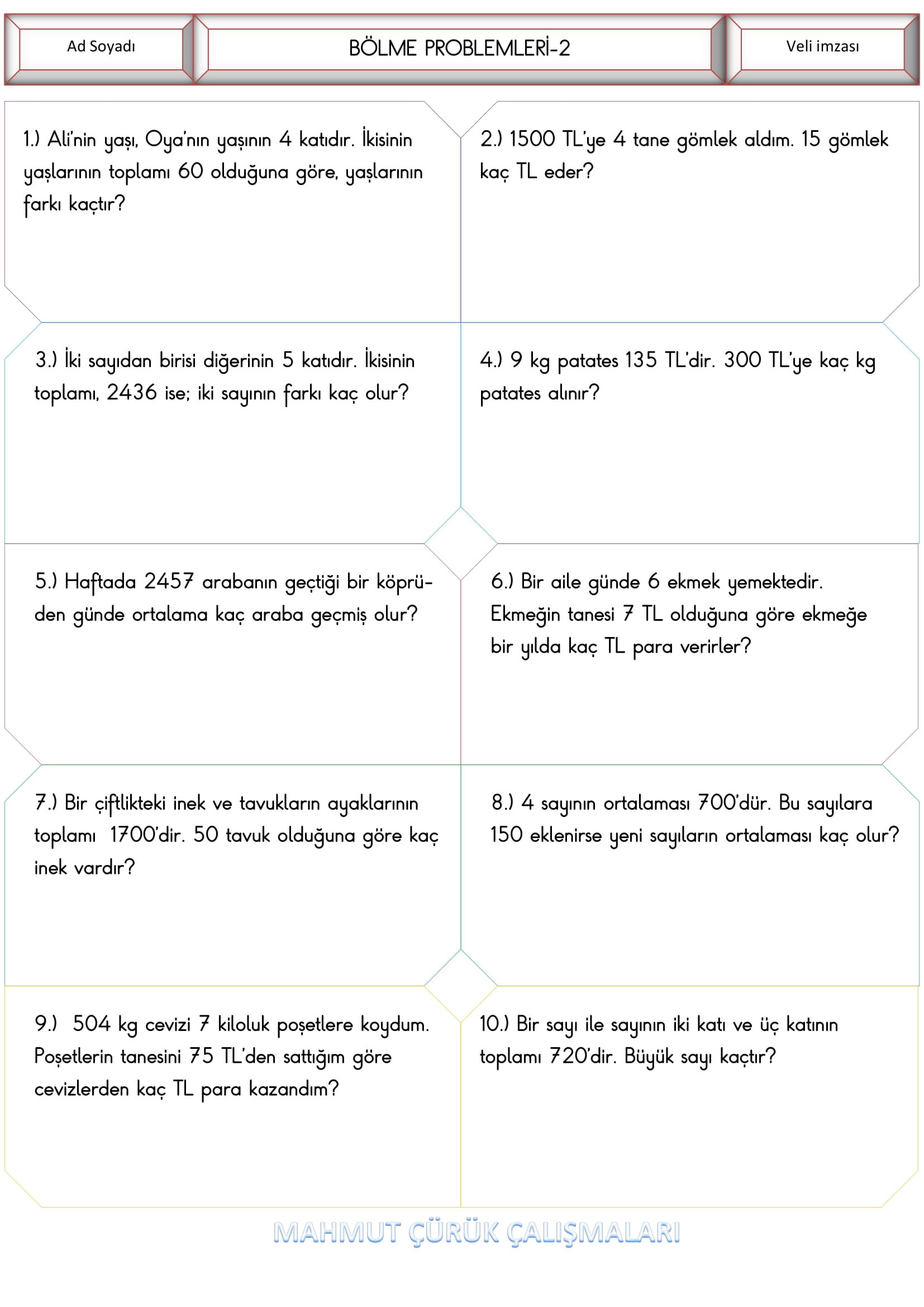 4.Sınıf - Matematik Bölme Problemleri-2