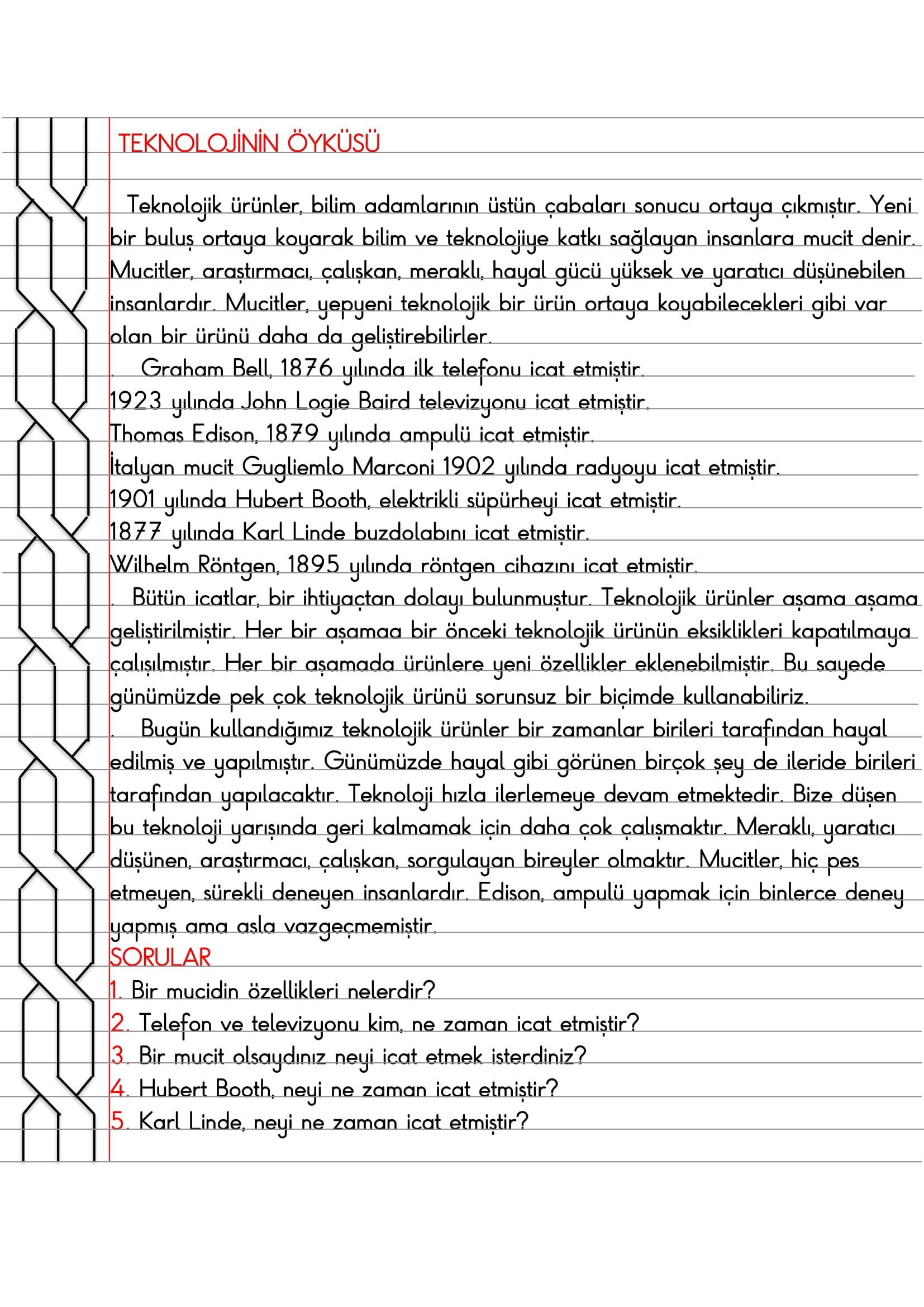 4.Sınıf - Sosyal Bilgiler - Teknolojinin Öyküsü  Defter Özeti