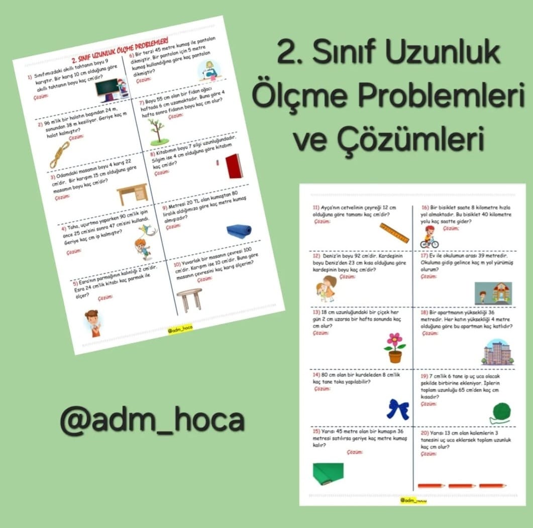 2. Sınıf Matematik Uzunluk Ölçme Problemleri ve Çözümleri