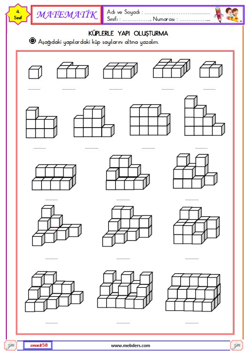 4. Sınıf Matematik Küplerle Yapı Oluşturma Etkinliği 4