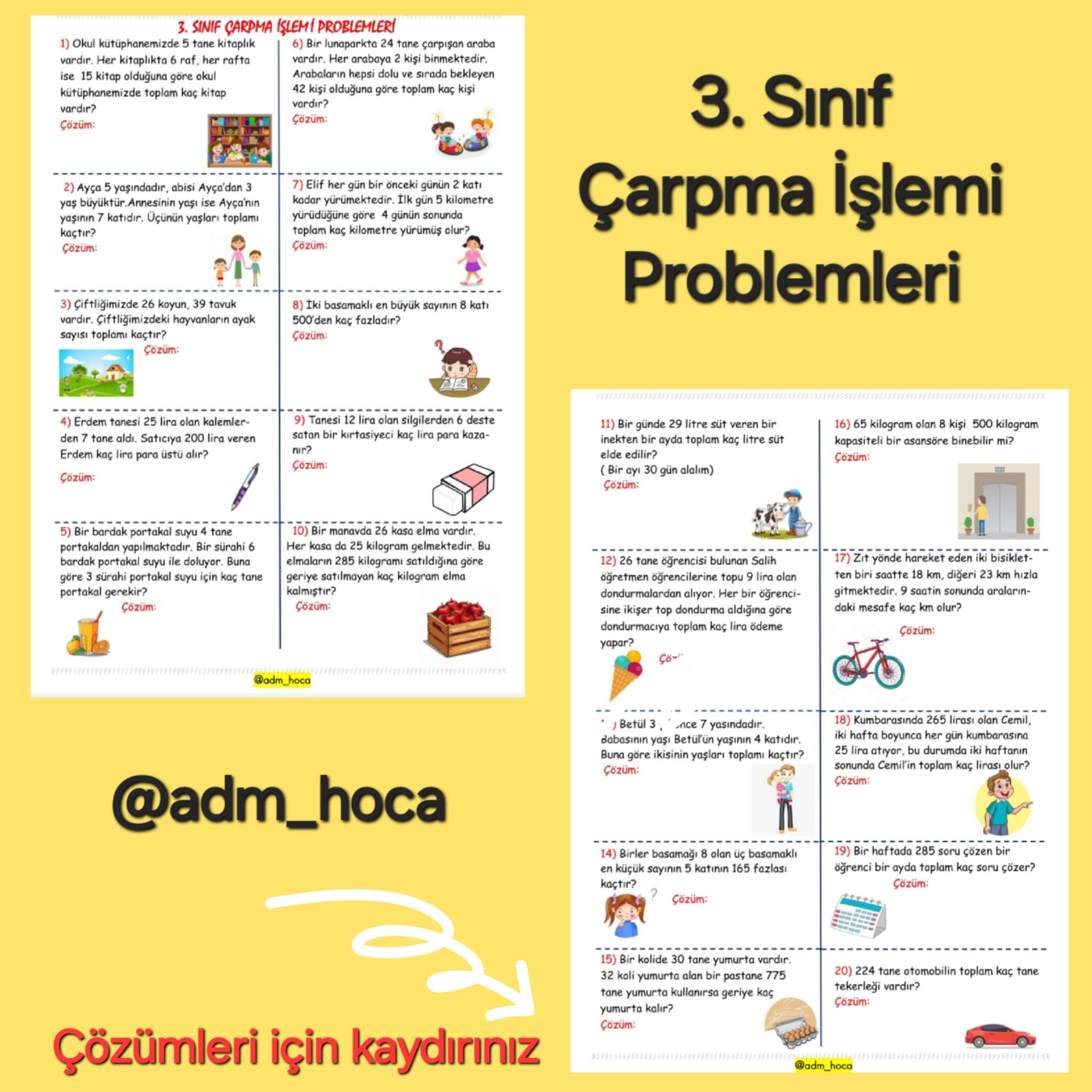 3. Sınıf - Çarpma İşlemi Problemleri